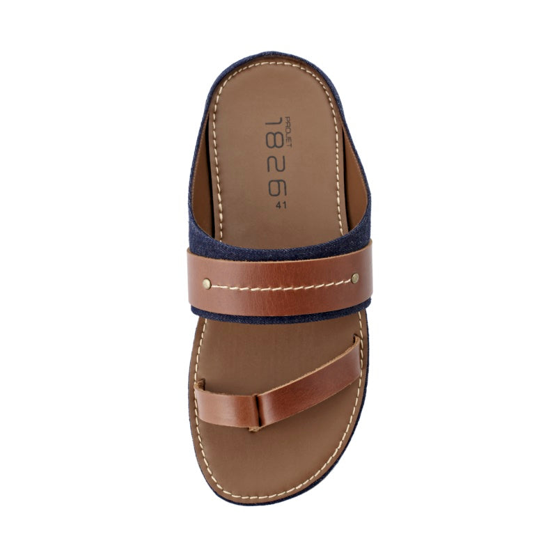 ANOD LEATHER THONG SLIPPER DARK BROWN