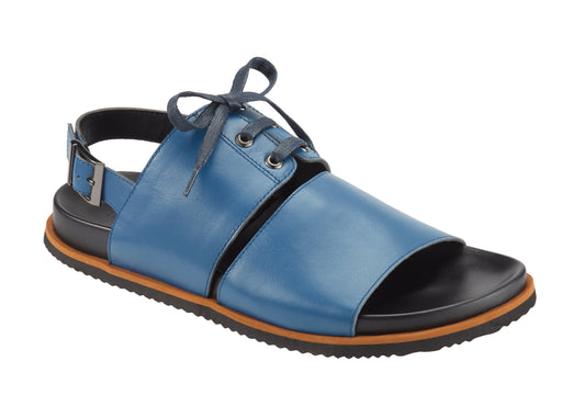 ENGELBERT LACE UP LEATHER SANDAL BLUE