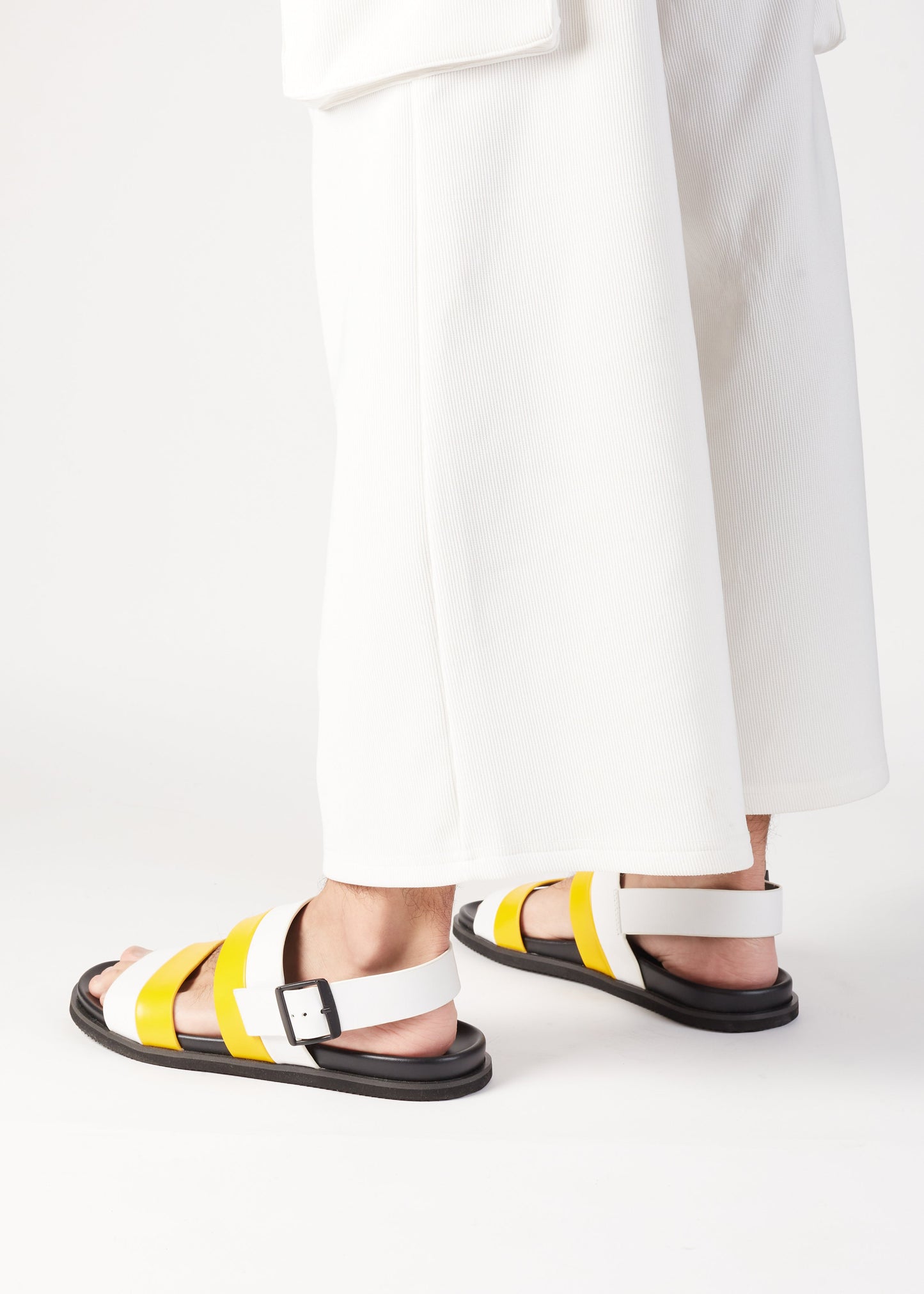 ETIENNE BACK SLING LEATHER SANDAL YELLOW/WHITE