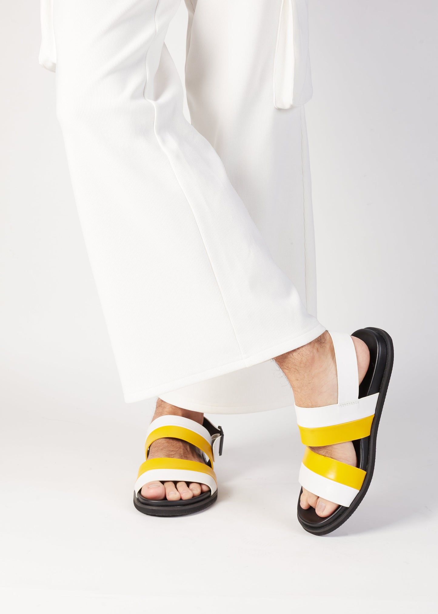 ETIENNE BACK SLING LEATHER SANDAL YELLOW/WHITE