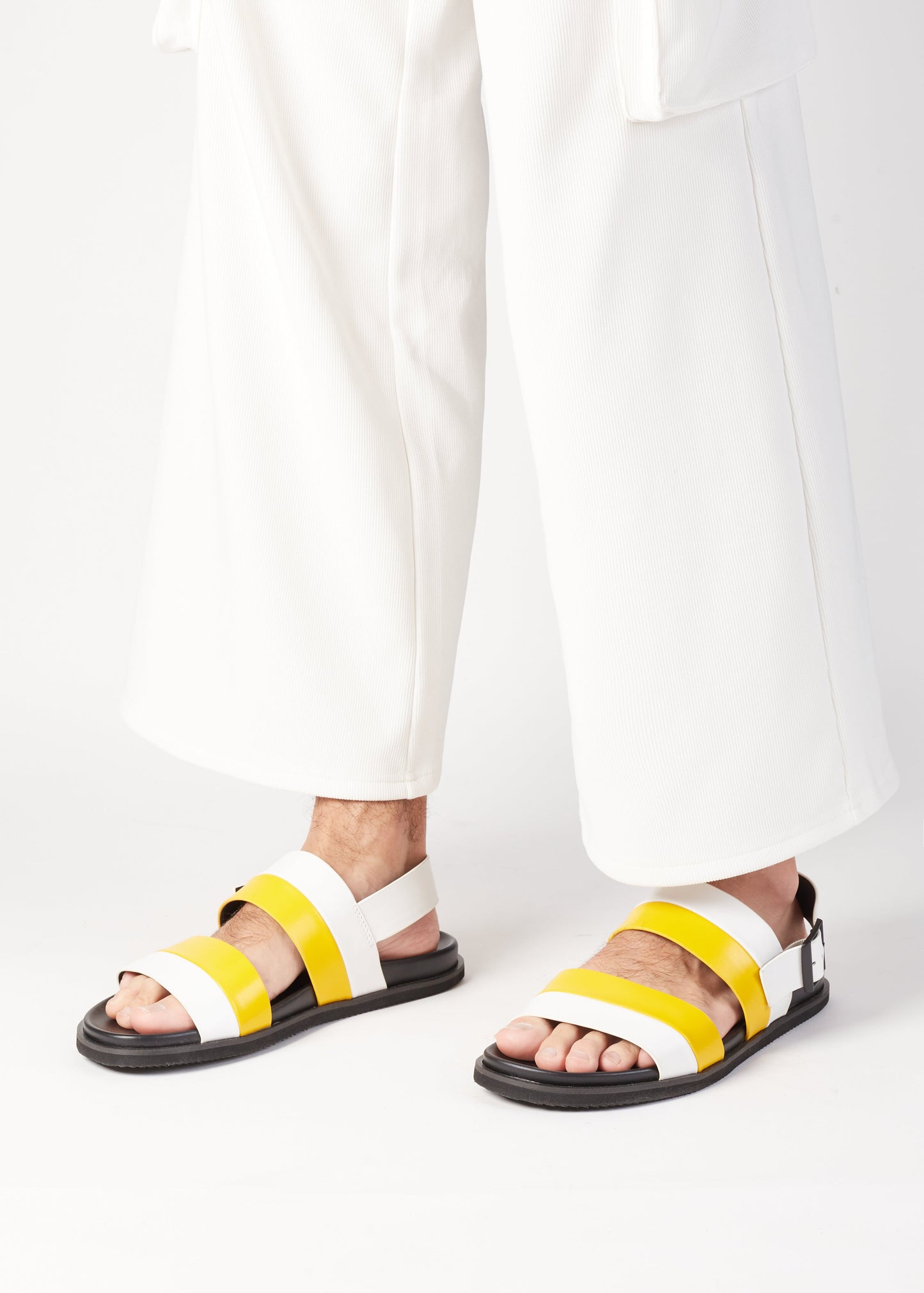 ETIENNE BACK SLING LEATHER SANDAL YELLOW/WHITE