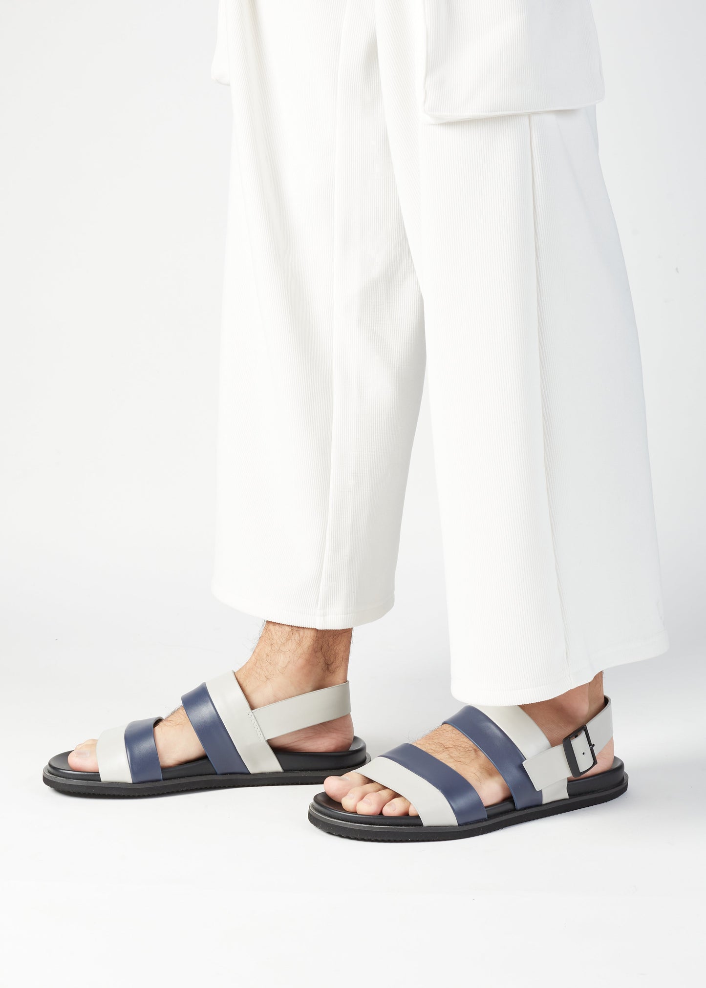 ETIENNE BACK SLING LEATHER SANDAL BLUE/GREY