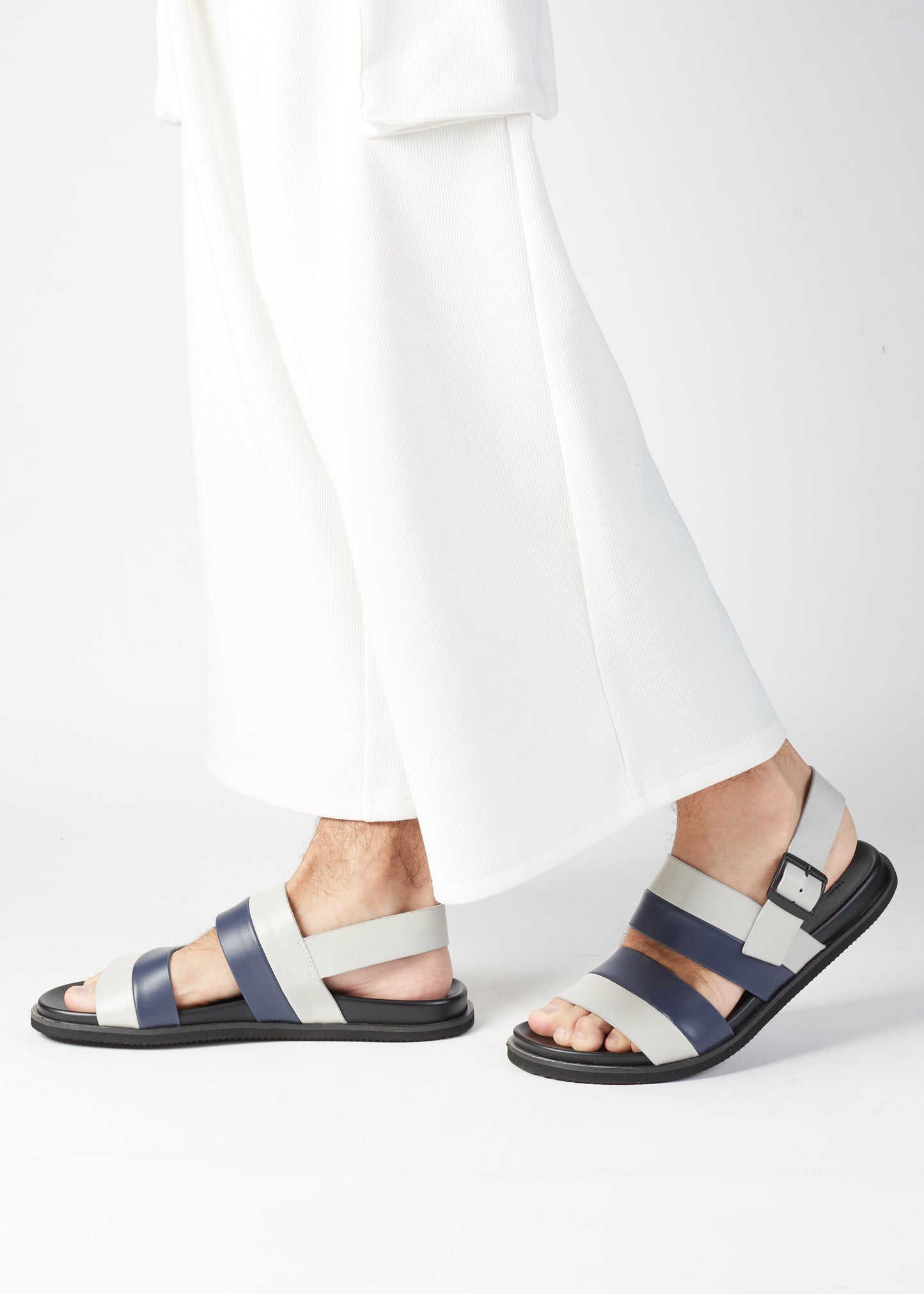 ETIENNE BACK SLING LEATHER SANDAL BLUE/GREY