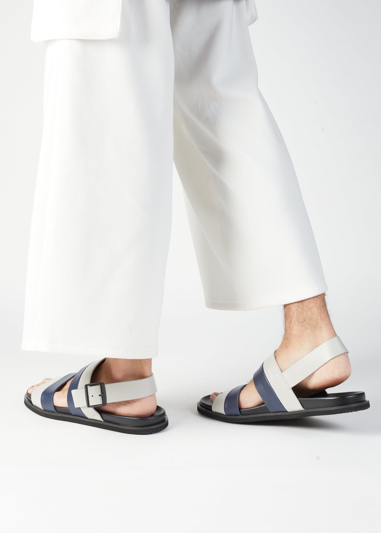 ETIENNE BACK SLING LEATHER SANDAL BLUE/GREY