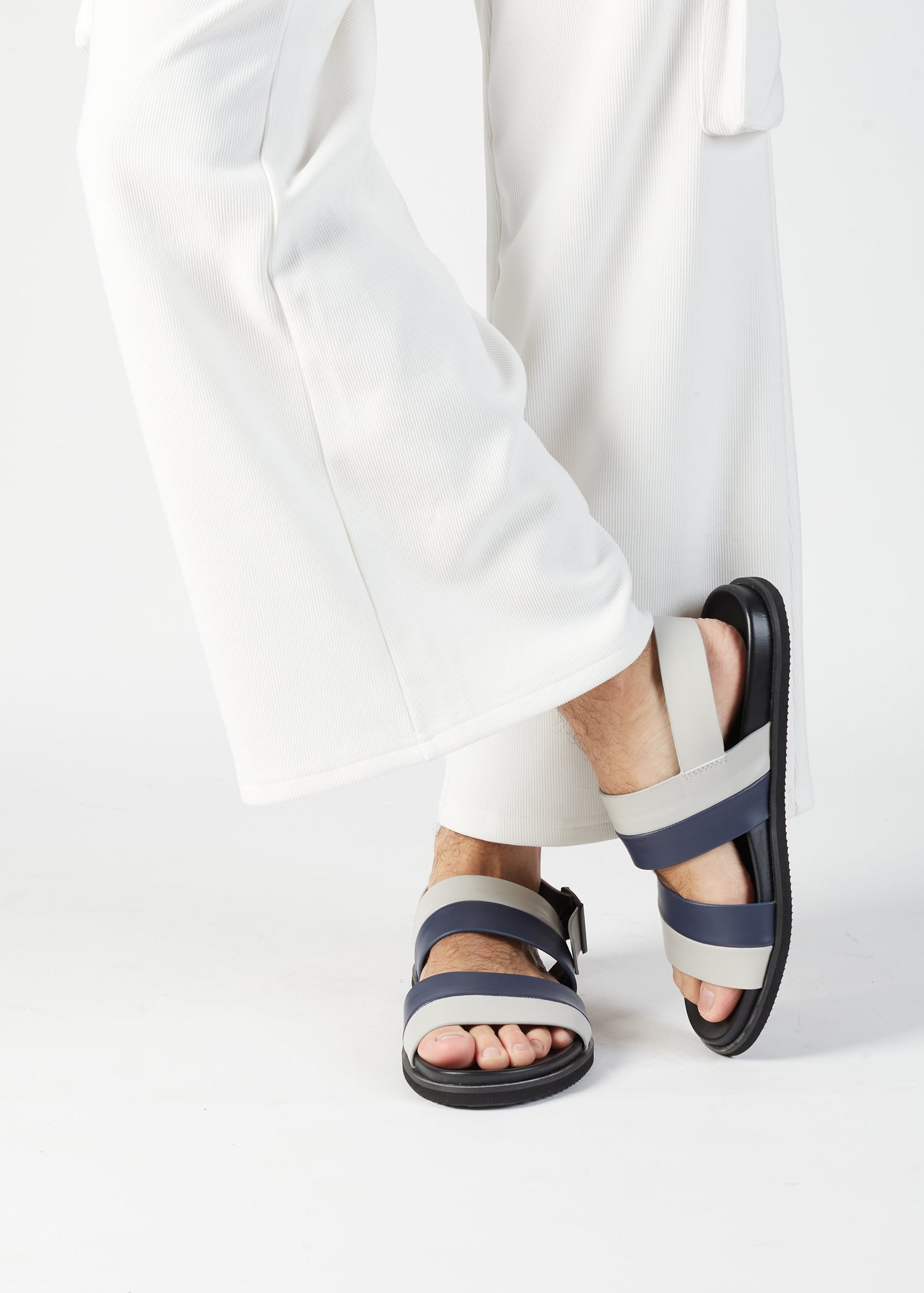 ETIENNE BACK SLING LEATHER SANDAL BLUE/GREY