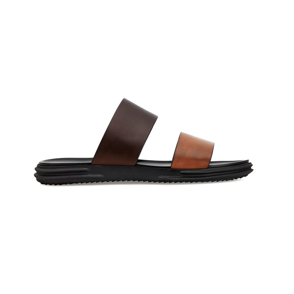 CAROLUS SLIP ON LEATHER SANDALS BROWN