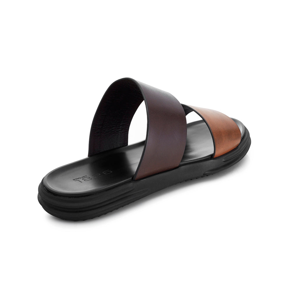 CAROLUS SLIP ON LEATHER SANDALS BROWN