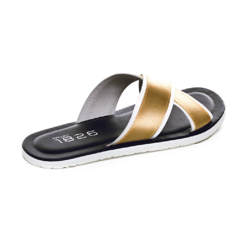 BEVIS CROSS STRAP LEATHER SLIPPER BEIGE