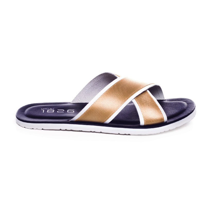 BEVIS CROSS STRAP LEATHER SLIPPER BEIGE