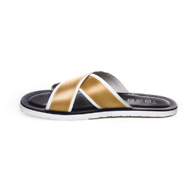 BEVIS CROSS STRAP LEATHER SLIPPER BEIGE