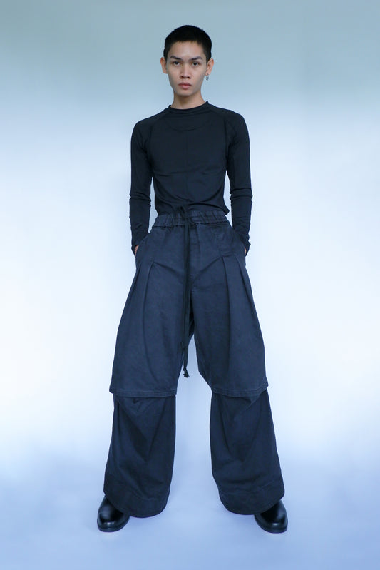 Wide Cut Denim Trousers