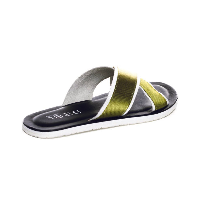 BEVIS CROSS STRAP LEATHER SLIPPER GREEN